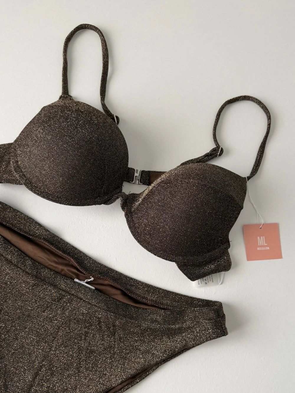 NWT Miss Lola Brown Glitter Bikini